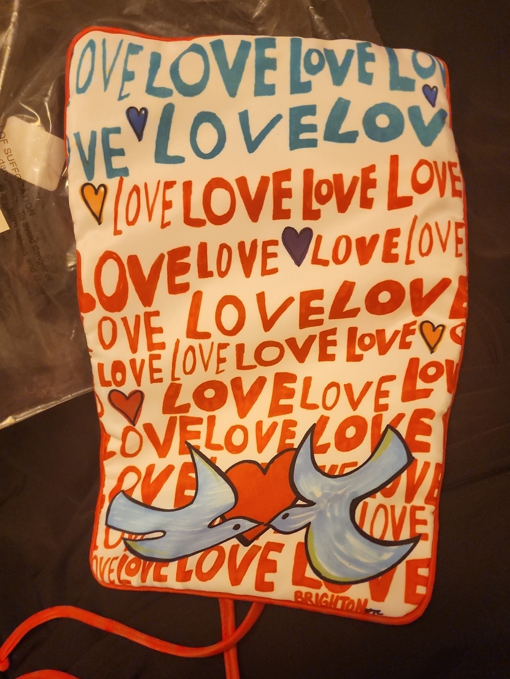 Brighton Red, Blue, White LOVE Graphic Roll Jewelry Pouch (Nwt)